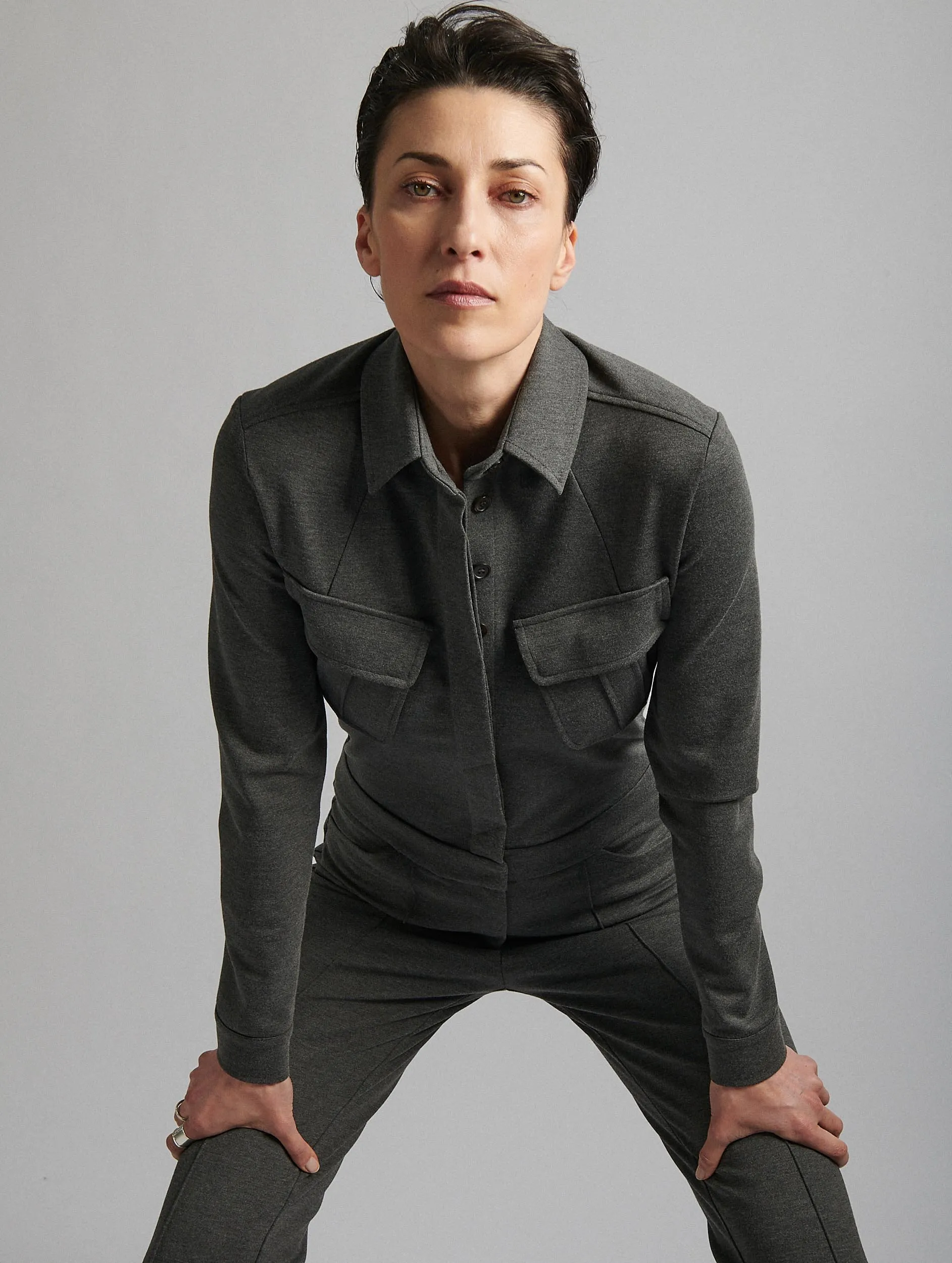 Grey jumpsuit in milano jersey OdorResistantFinish