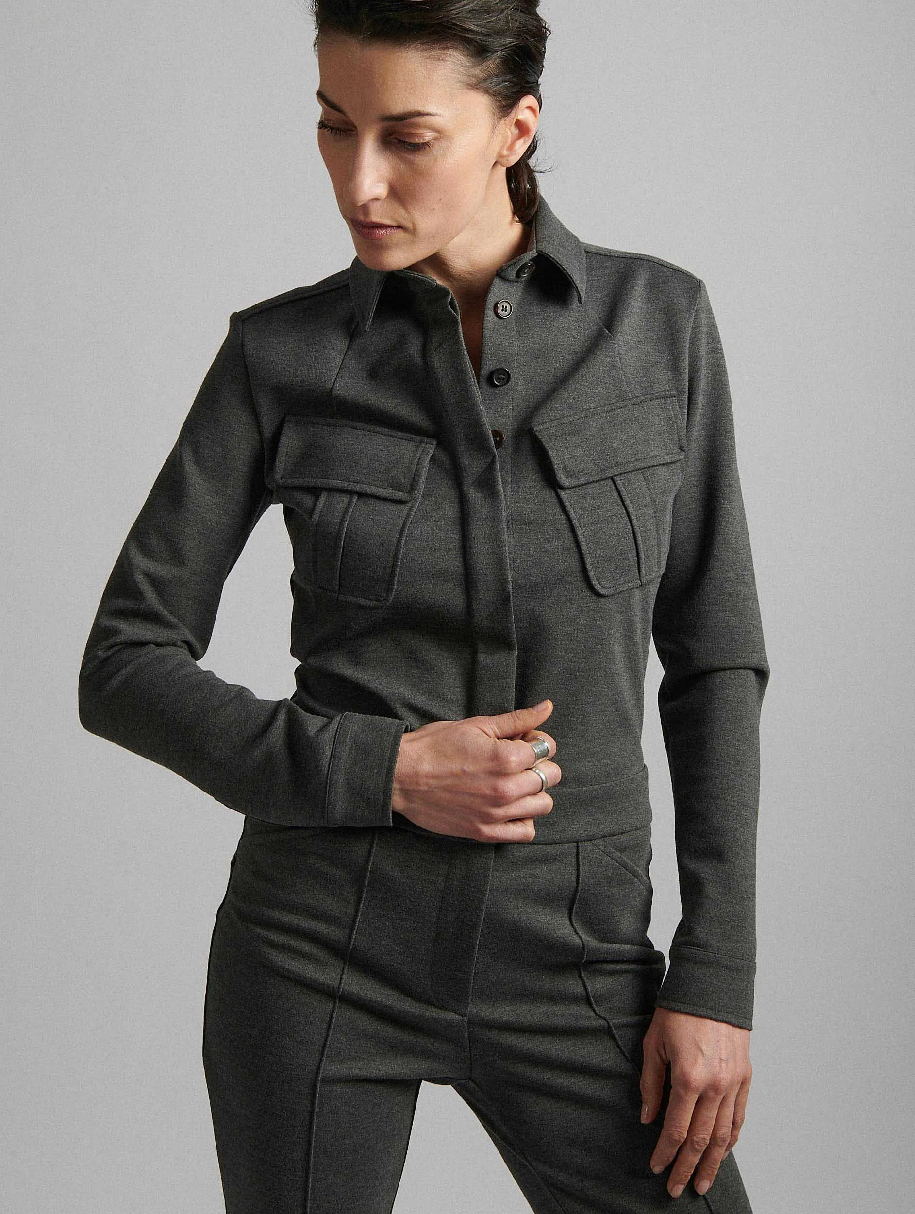 Core Flex Grey jumpsuit in milano jersey