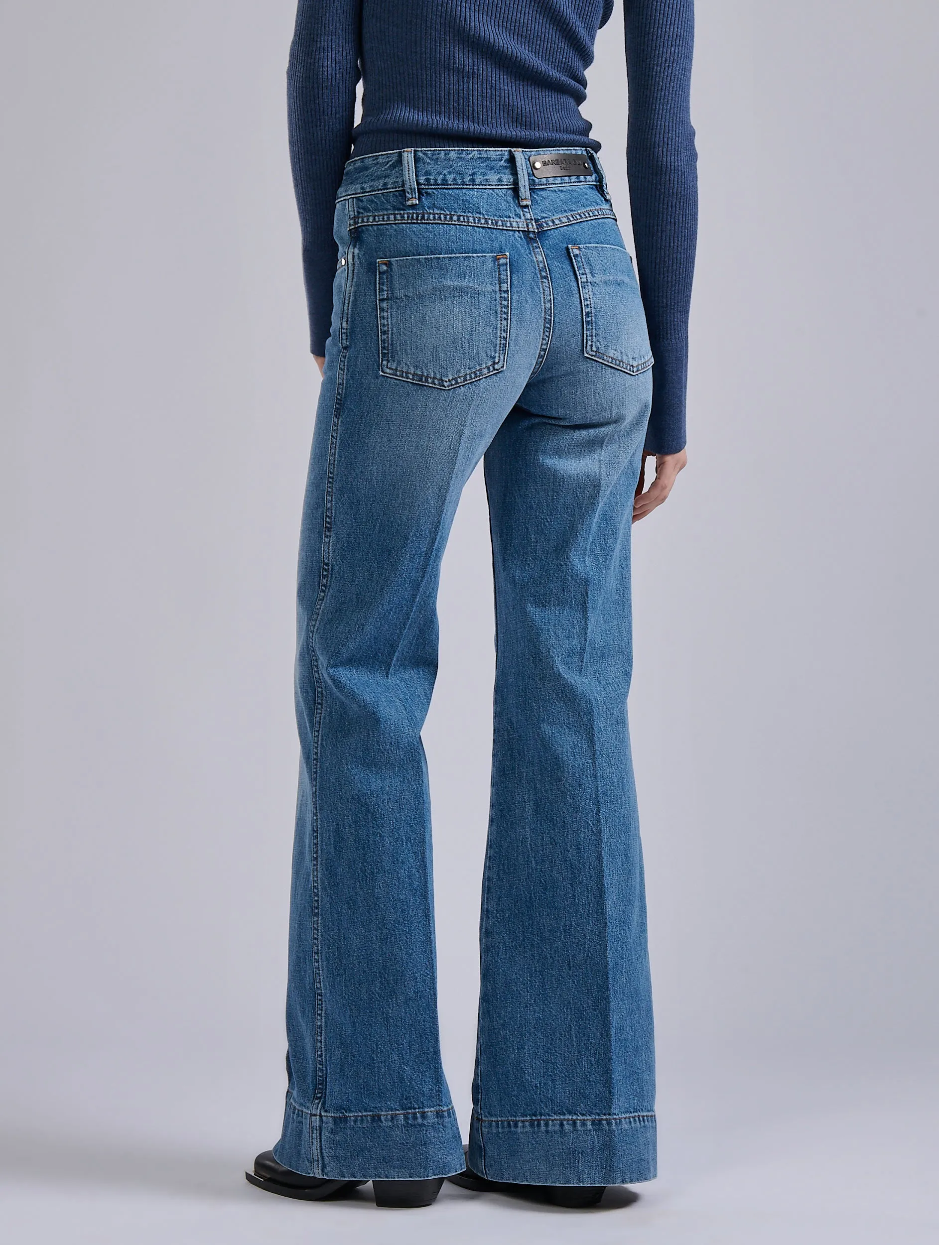 Chic Comfort Soft Texture Blue denim flare jeans