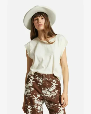 Carefree Organic Garment Dyed Boxy T-Shirt - White Smoke Button Down