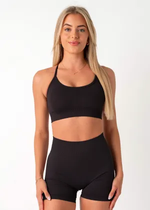 Spandex Printed workout gear SUPPORT MINI BRA - BLACK