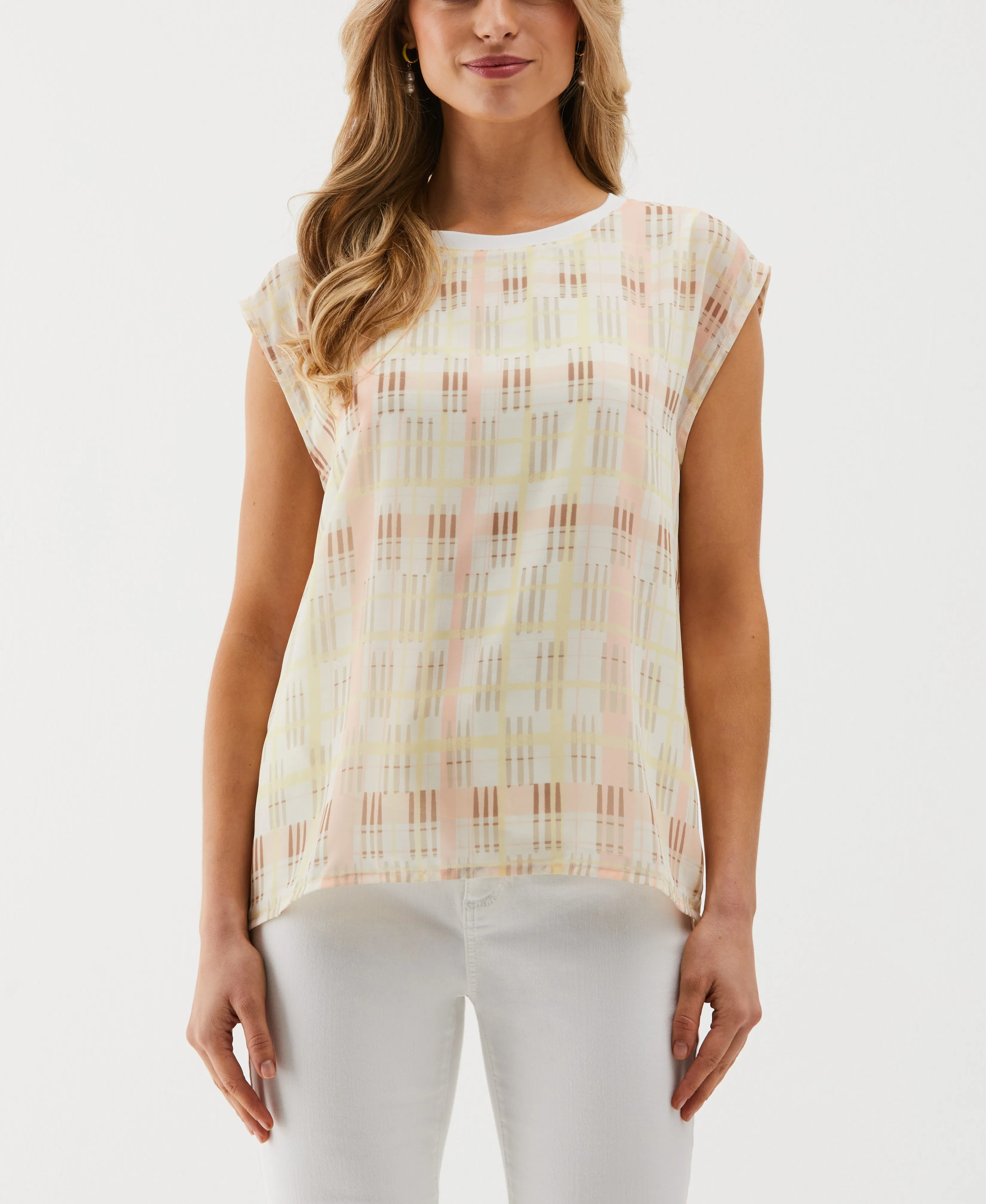 Quiet Core Crosshatch Print Top