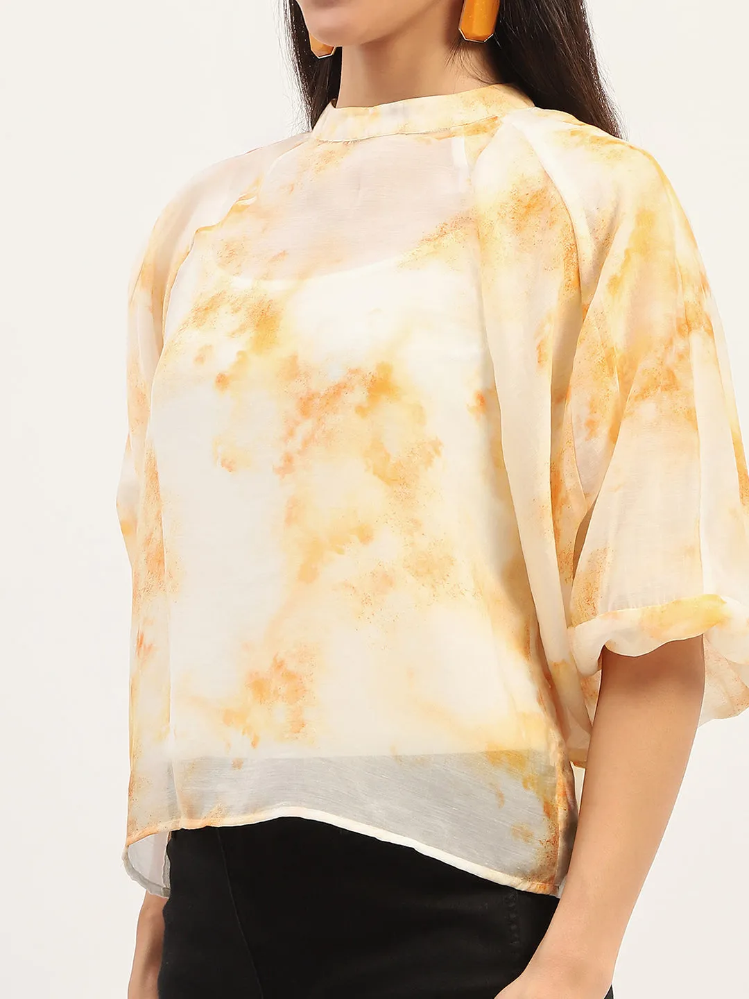 Madame Tie Dye Ivory Top Soft Tunic Park Day