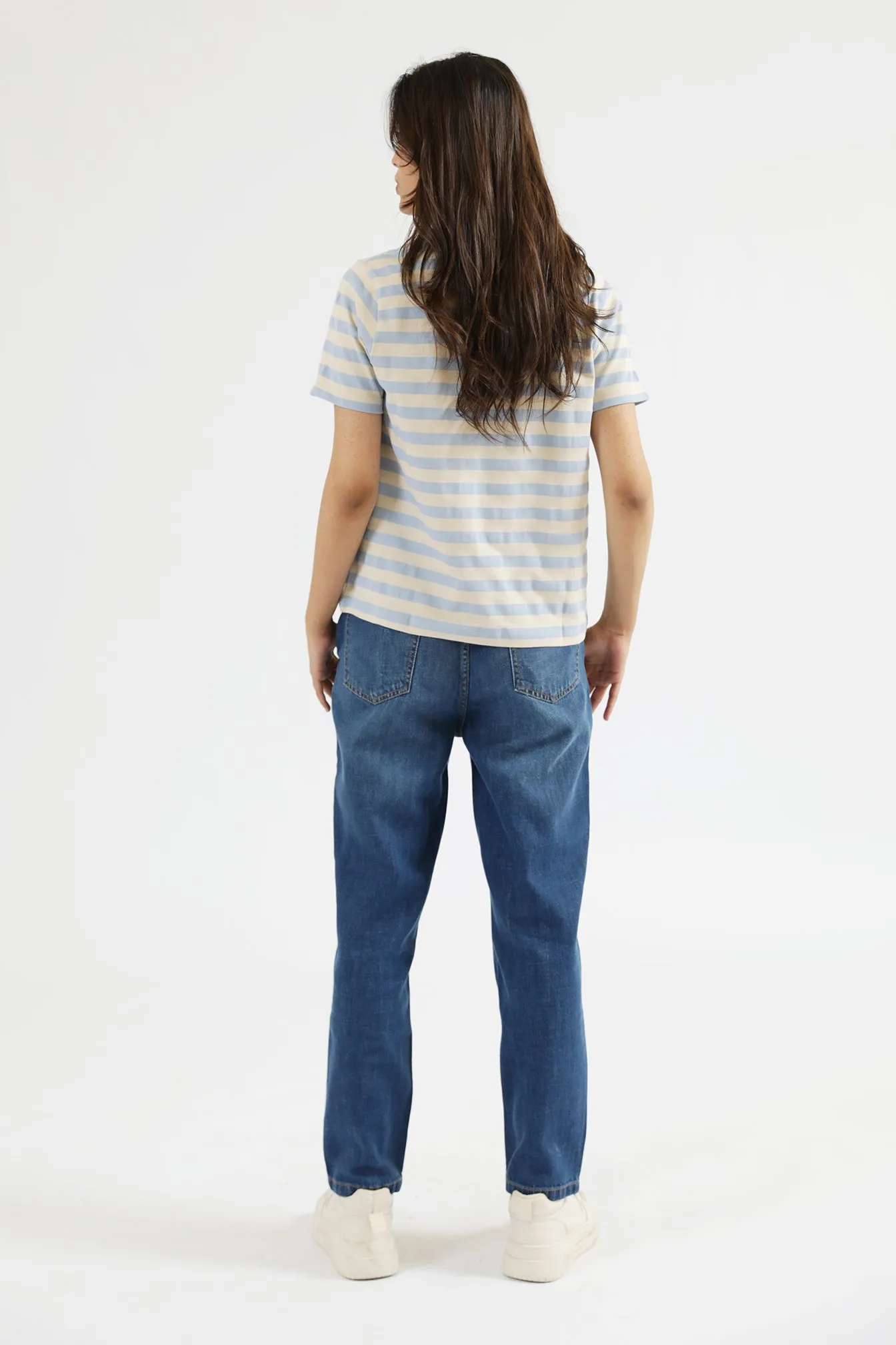 TEXTURED STRIPED TEE StainResistant Fabric