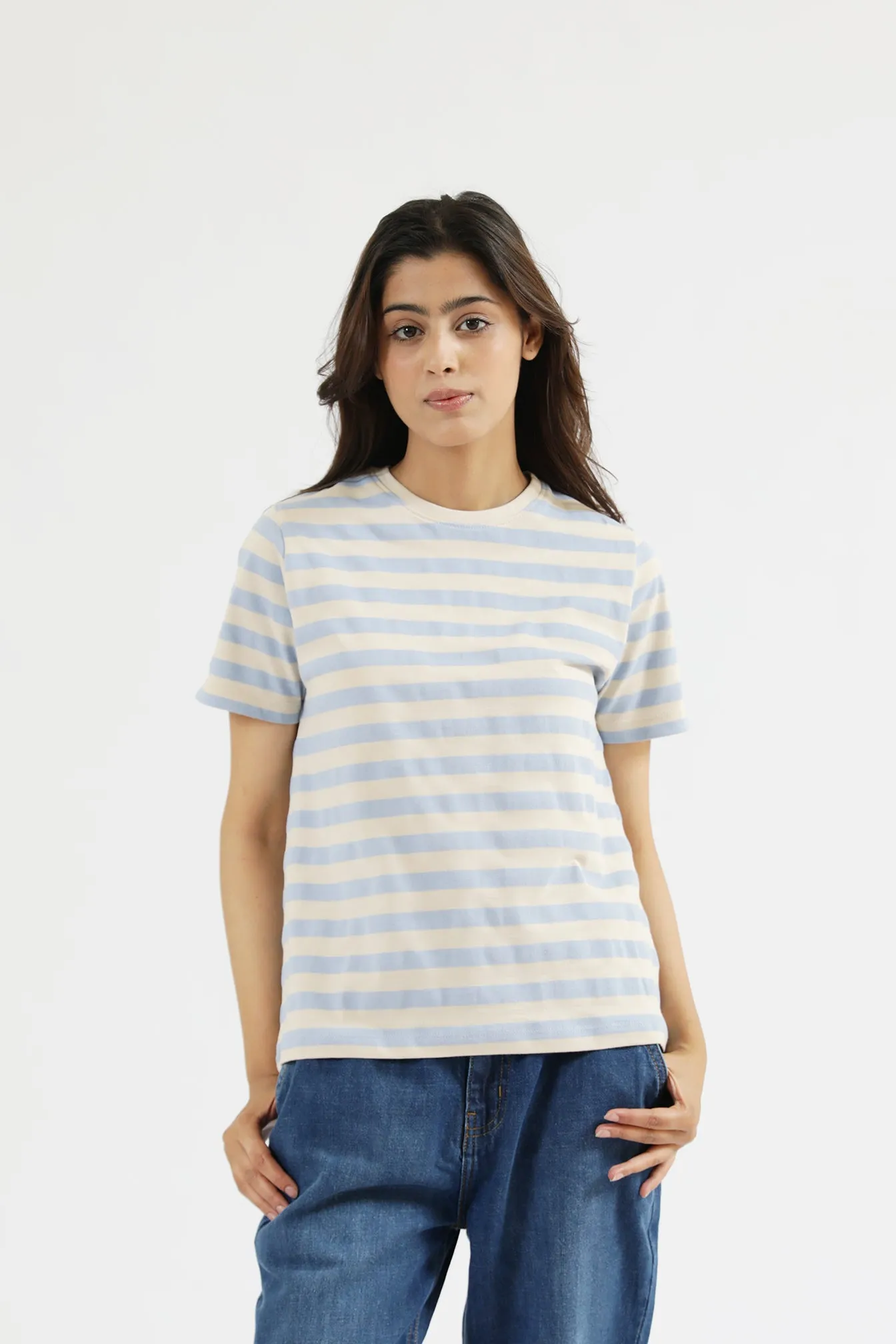 Soft Tunic Feather Glow TEXTURED STRIPED TEE