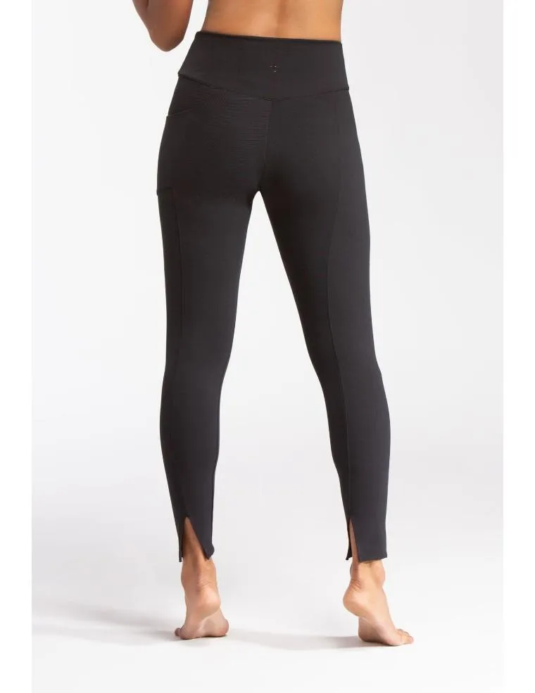 Wear It To Heart Herringbone Knit Legging - Black Body Shaping Fitness Training