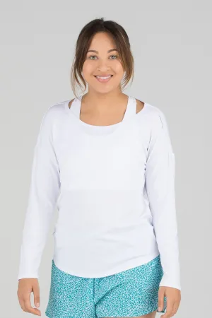 Women's Hypersoft L/S Running Shirt - White FormFitting Cut Winter Layer