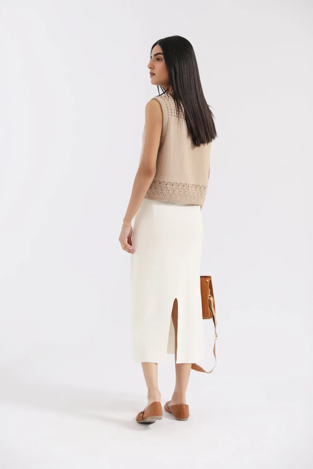 CROCHET KNIT VEST Party Guest Casual Trousers