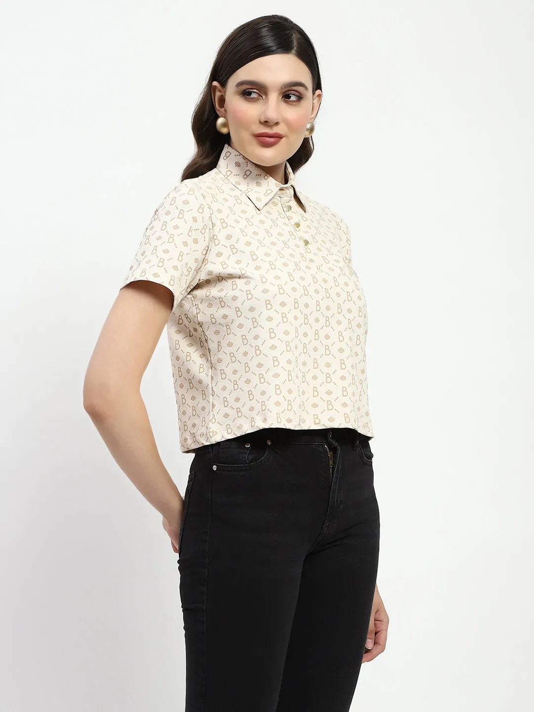 Sporty Design Madame Bridgerton Beige Cotton Polo Top