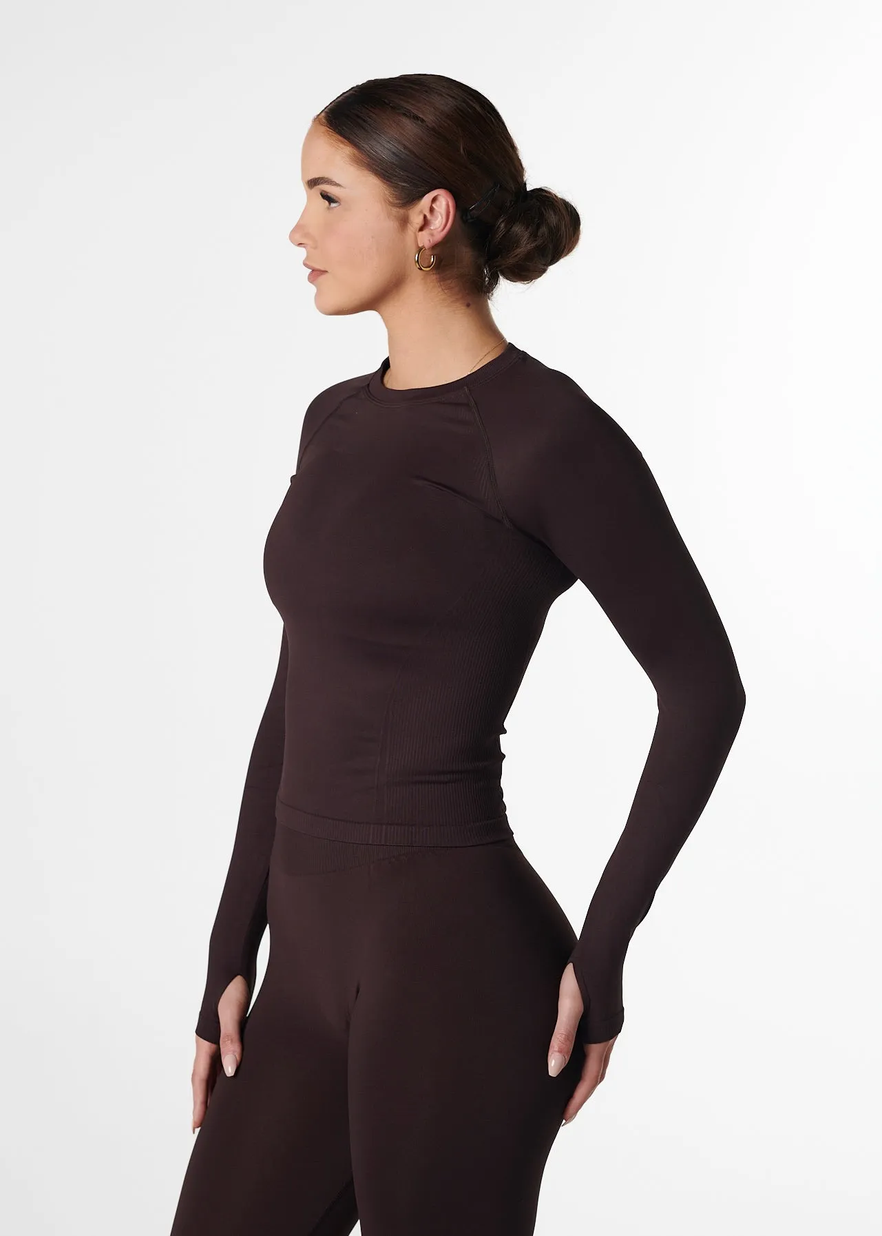 SILHOUETTE FITTED LONG SLEEVE - ESPRESSO Relaxed T-shirt