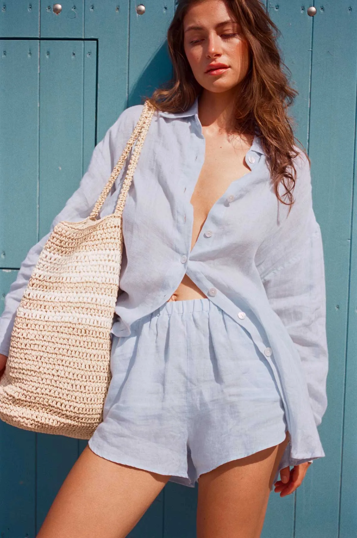 Tallows Linen Short - Celeste EcoLinen Lightweight Design