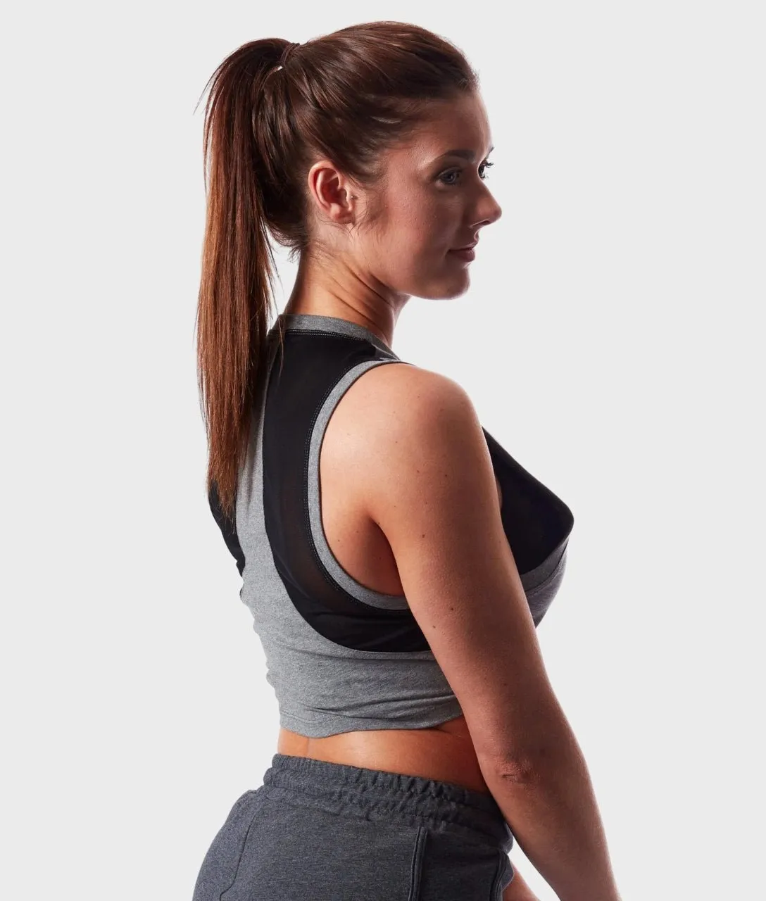 CROP Tank [Grey/Black] Wrinklefree