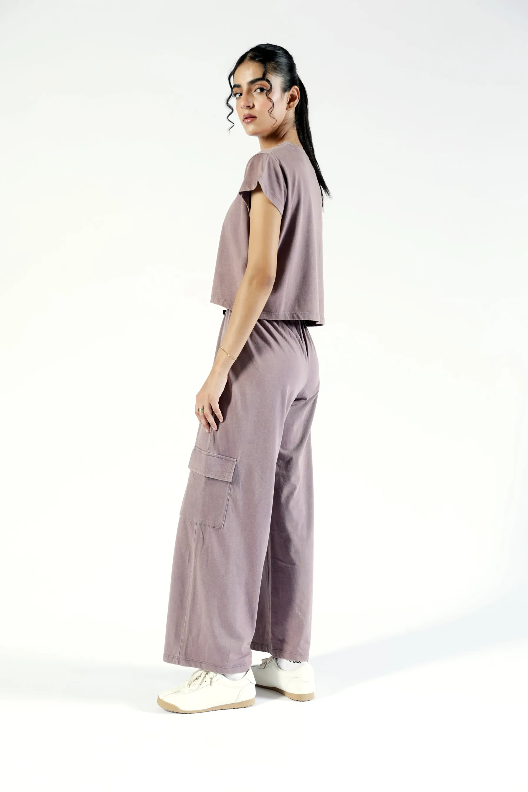 Organic Cotton StretchWaistband ACID WASH CROPPED TEE