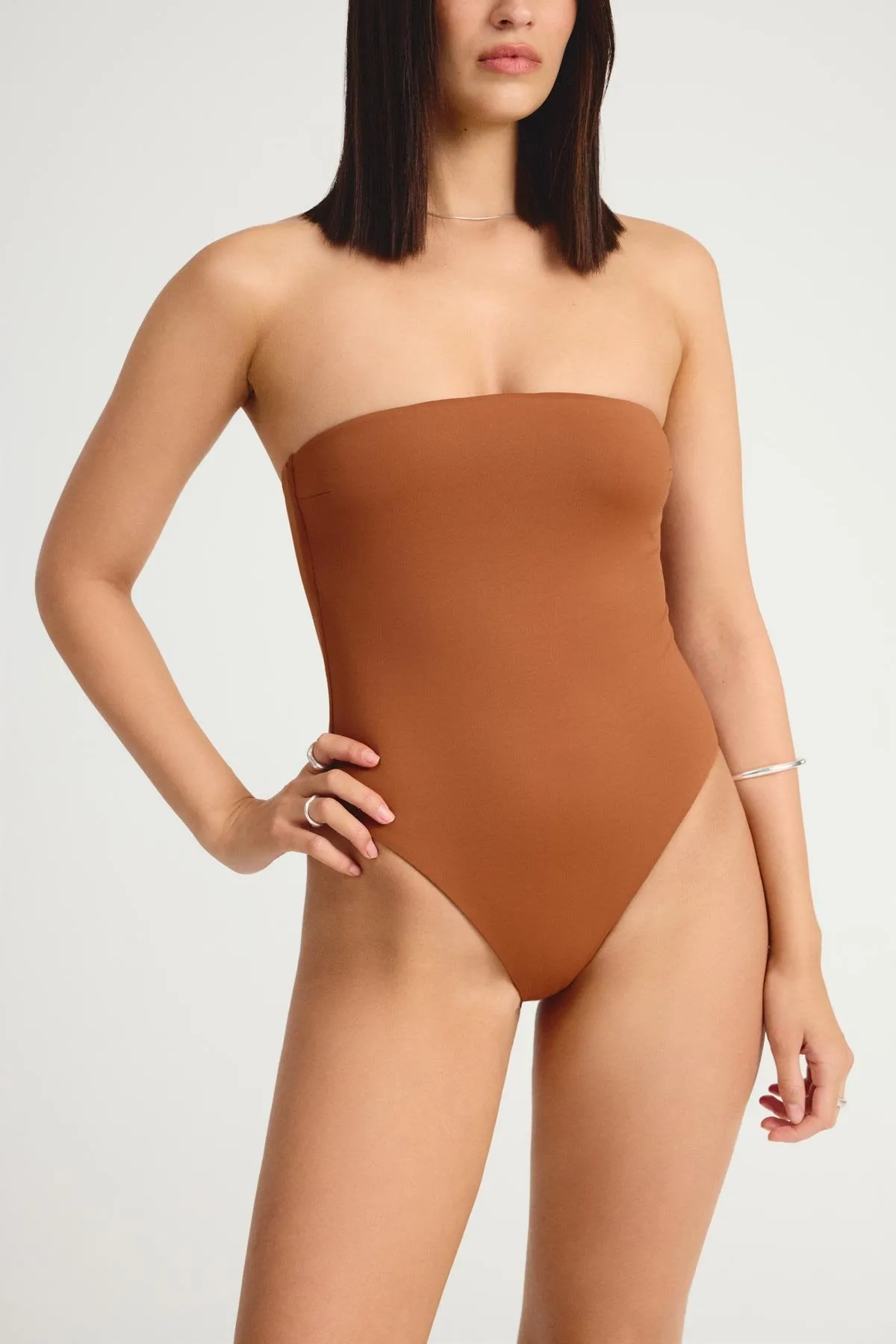 Cruelty Free Upcycled Bandeau One Piece  - Bourbon EcoLux
