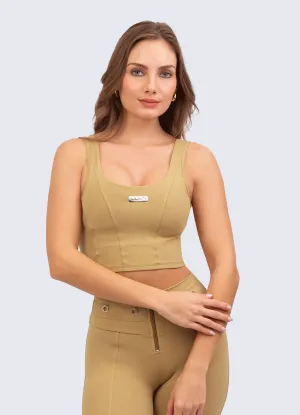 TOP EMANA CORSET-CAMEL Soft Spandex Low Profile Padding