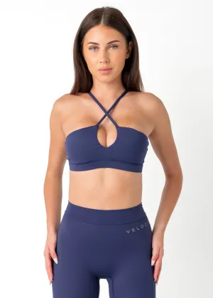 Triple stitching CROSS OVER BRA - NAVY