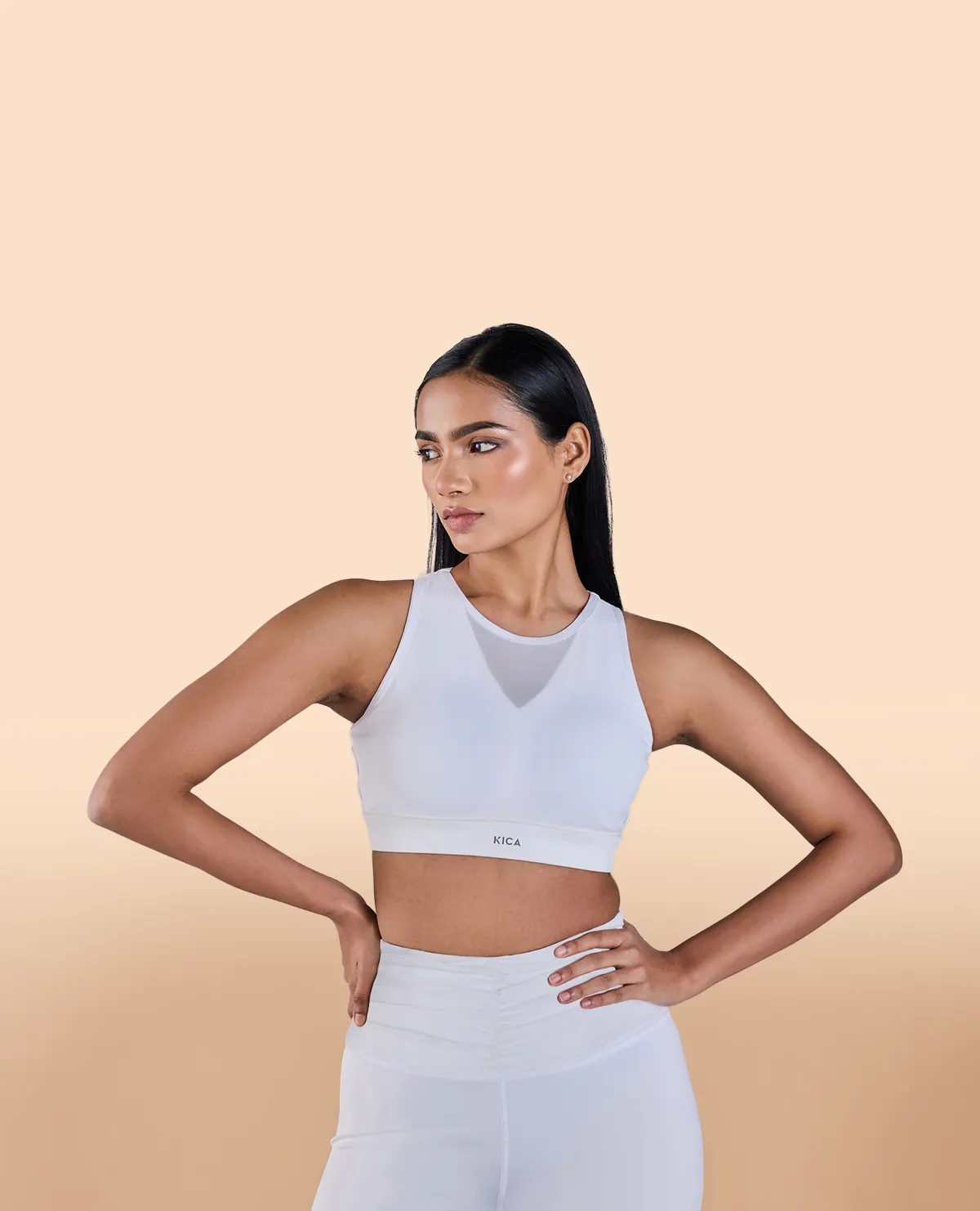 Red workout gear Ribbed waistband High Impact and Full Coverage Mesh Sports Bra