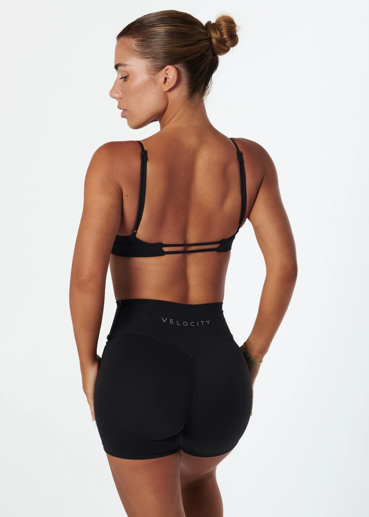 Racerback seams Decorative seams SERENE TRIANGLE BRA - BLACK