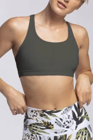 Bounce Reduction Technology Indoor sports Wear It To Heart Strappy Bra - Safari Green Regen