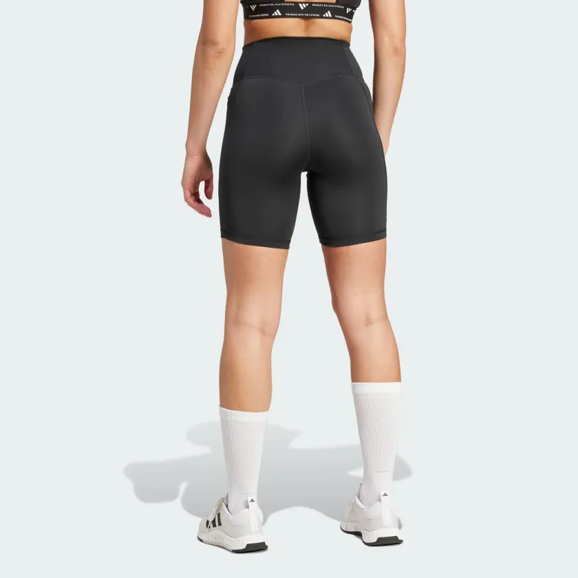 Daily Use Sweat Wicking Fabric Adidas Women's Optime Essentials Pocket 7' Black Short Leggings