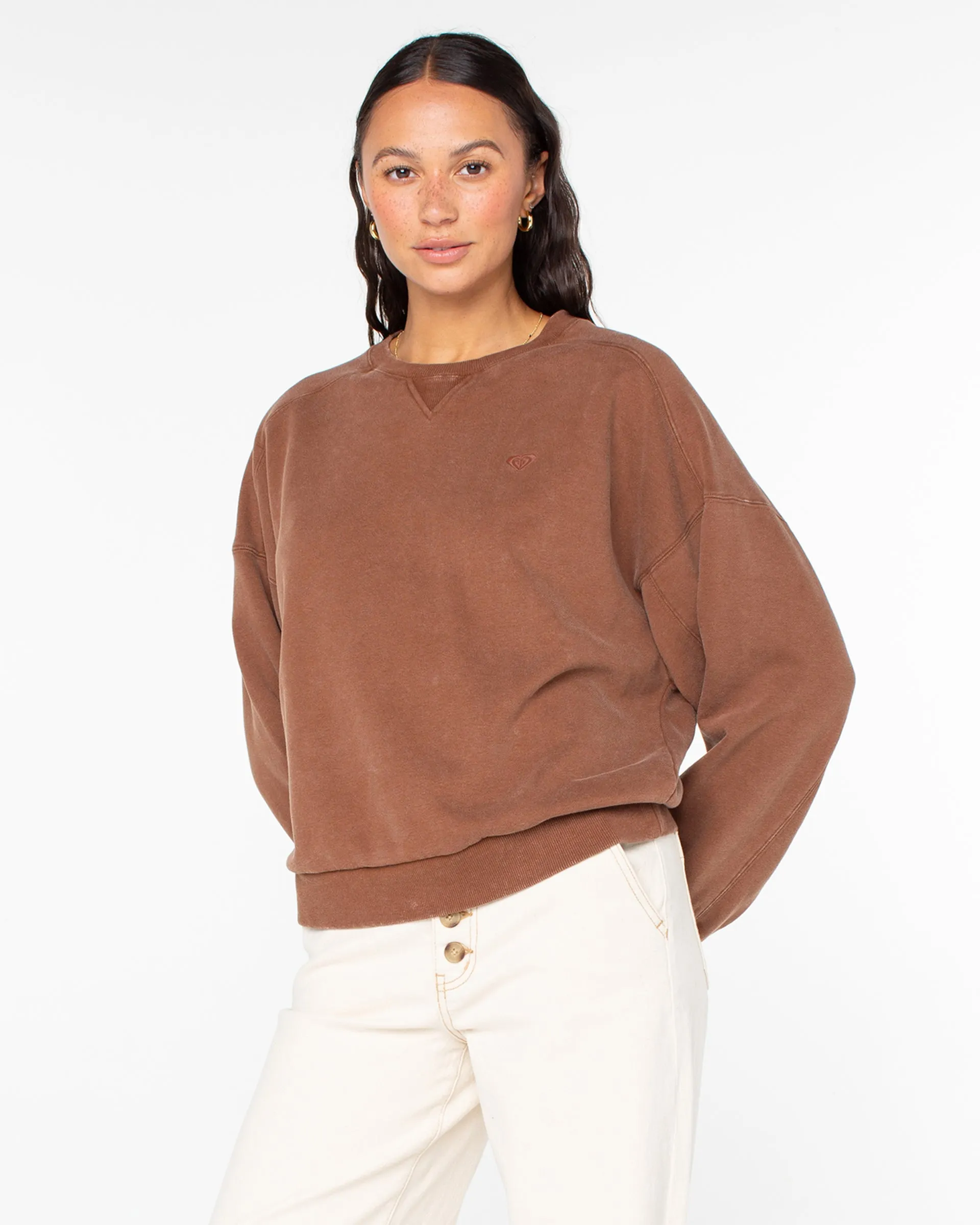 Oasis Haze Crewneck Sweatshirt - Brown product semi formal appeal Comfortable
