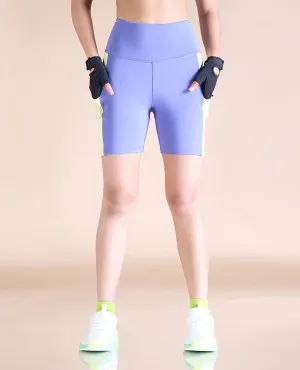 Layered Cuff Design High-End Option Women Sports Gym Shorts with Pockets