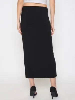 Madame Ruched Solid Black Pencil Skirt Handmade Glow QuickReleaseFastener