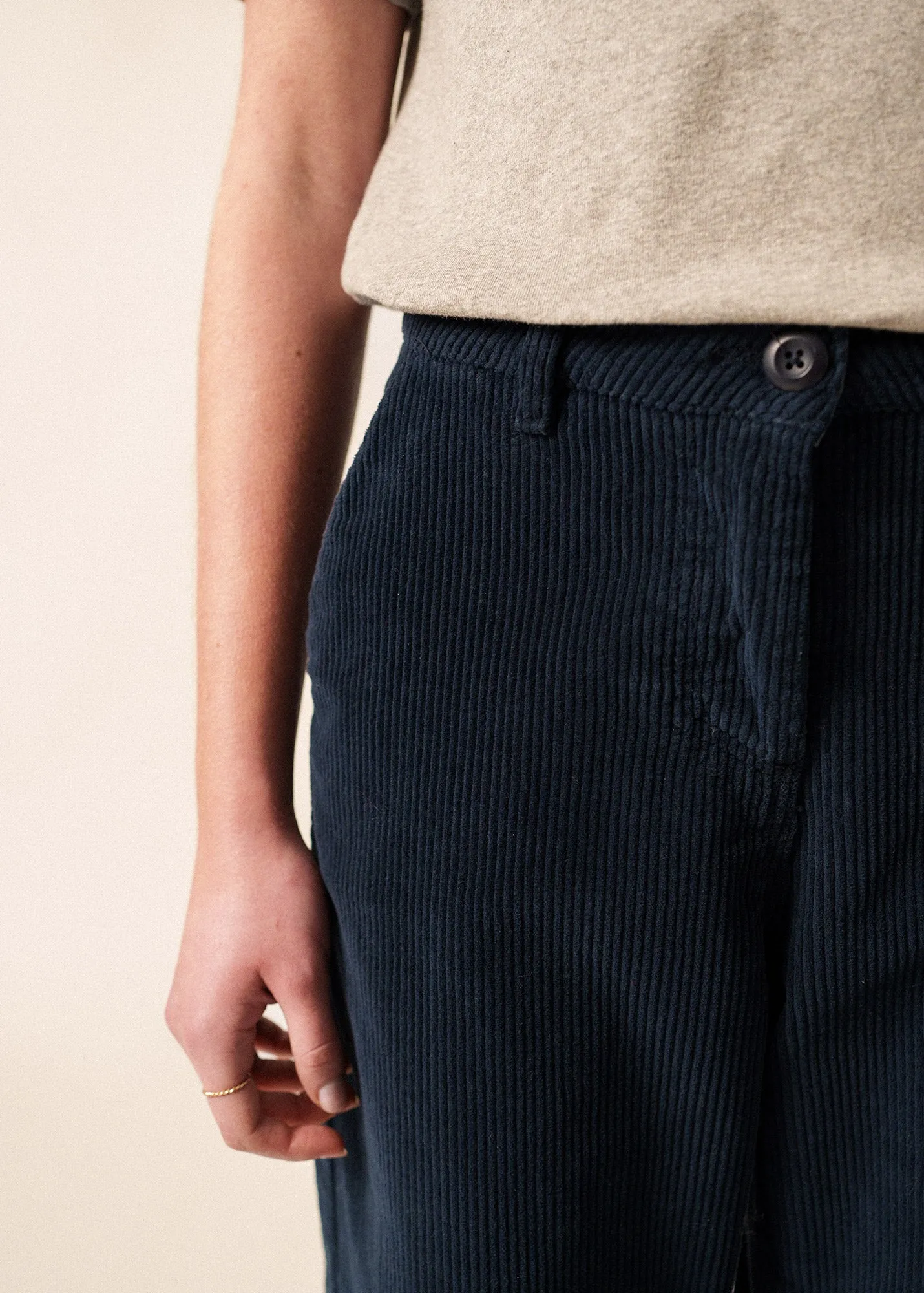 Classic Look Tess Velvet Trousers - straight cut (AMIRAL)