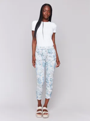 Printed Crinkle Jogger Pants - Coastal Urban Edge Breathable fabric