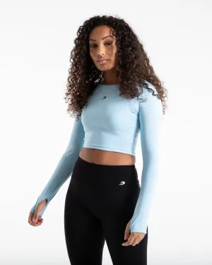 Training Long Sleeve Crop Top - Baby Blue Fairy Core