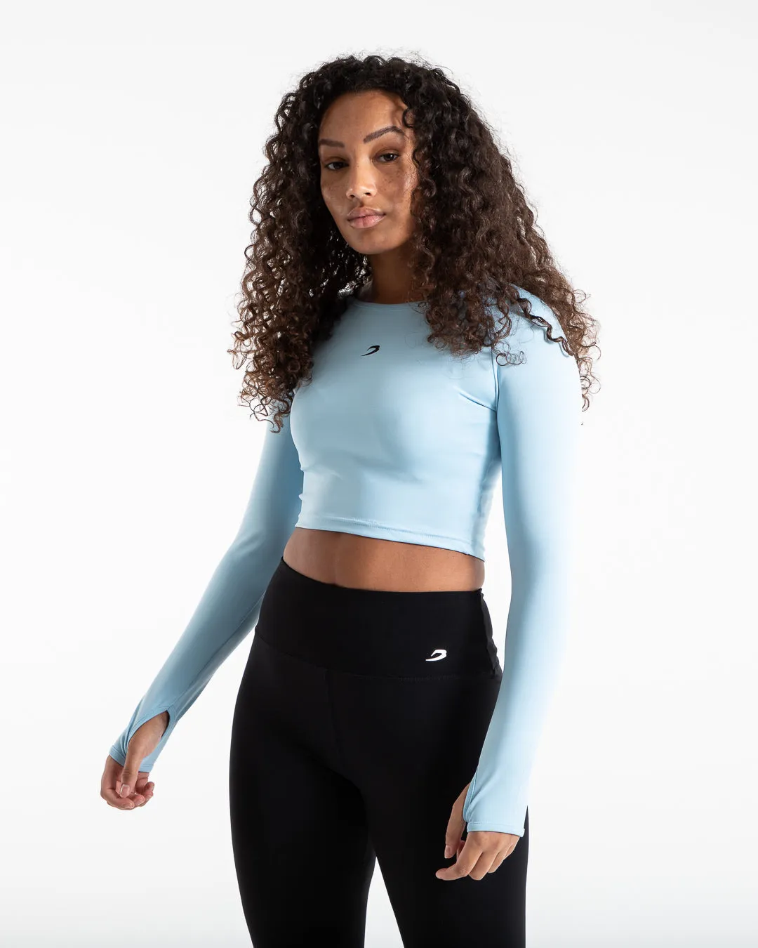 Cozy Fit Training Long Sleeve Crop Top - Baby Blue