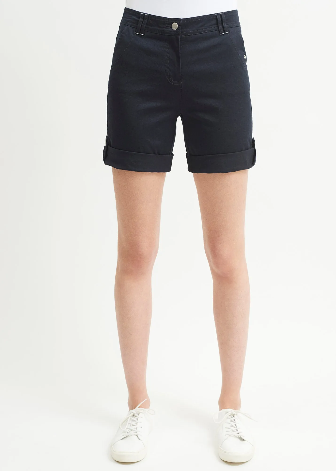 Marie plain shorts - in cotton (NAVY) Insulated Jacket