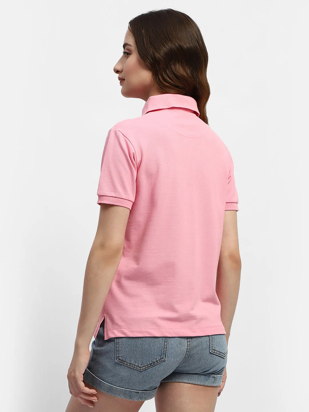 Madame Solid Pink Polo Neck T-Shirt Men's masculinity