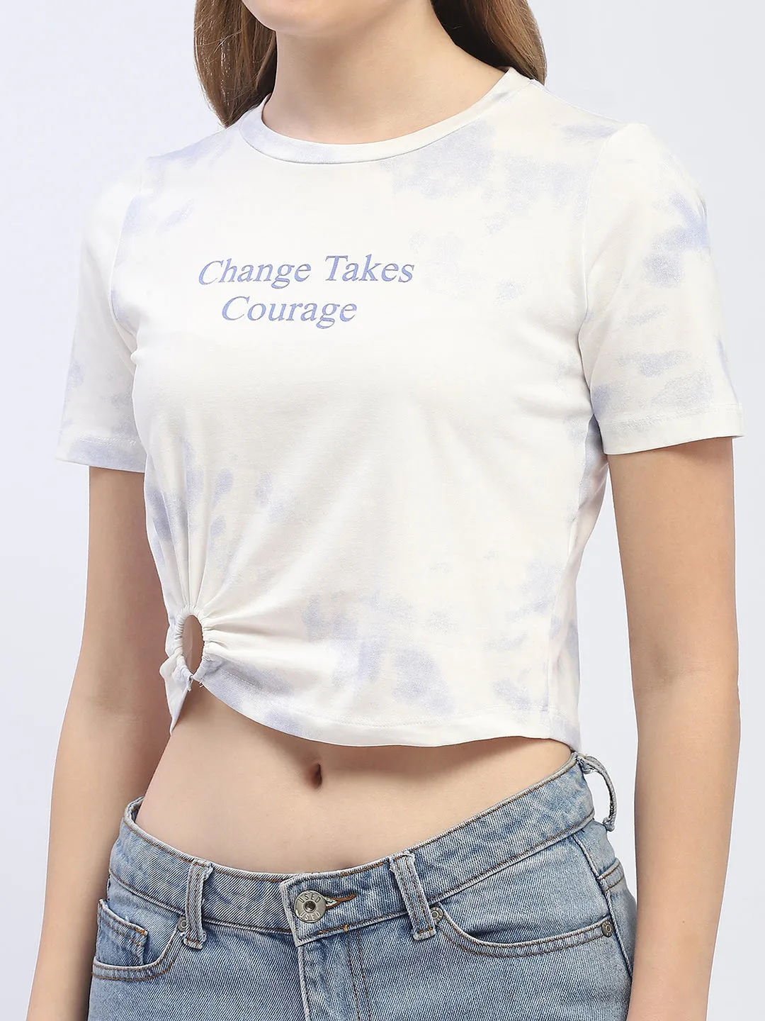 Madame Tie-Dye White Crop T-Shirt All-day Comfort Timeless Fit