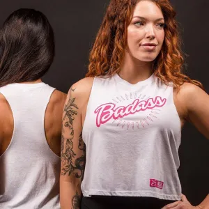 long - term storage Women's Badass Racerback Cropped Tank - White