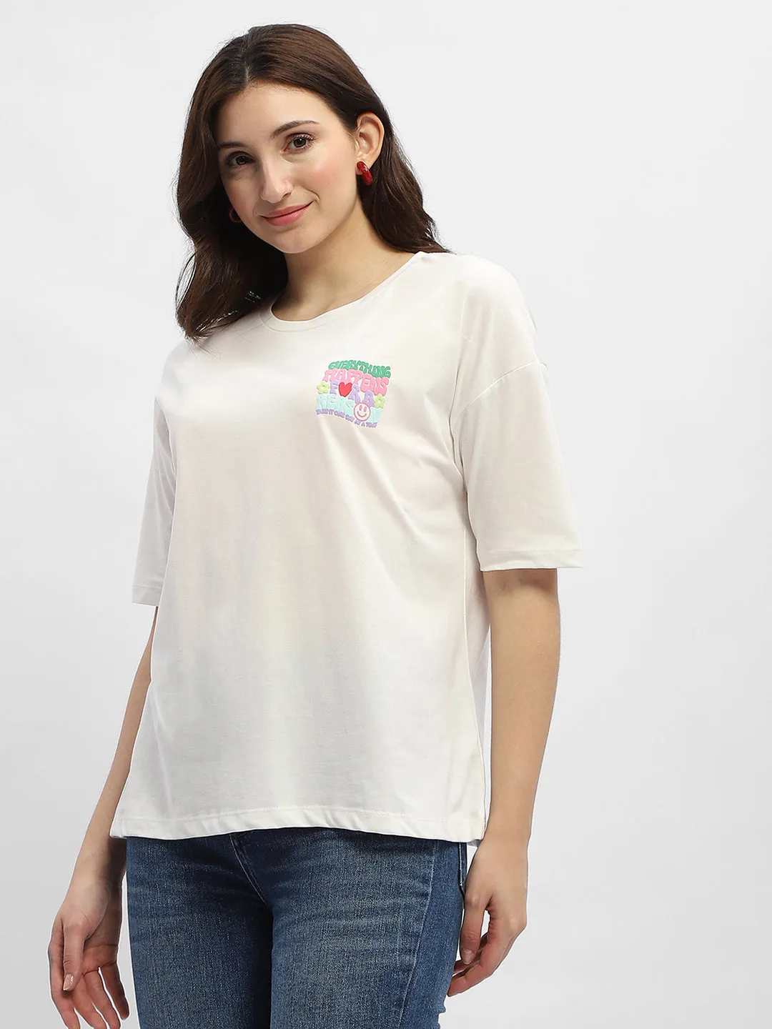 Madame Typography White Cotton T-Shirt Travel Wear