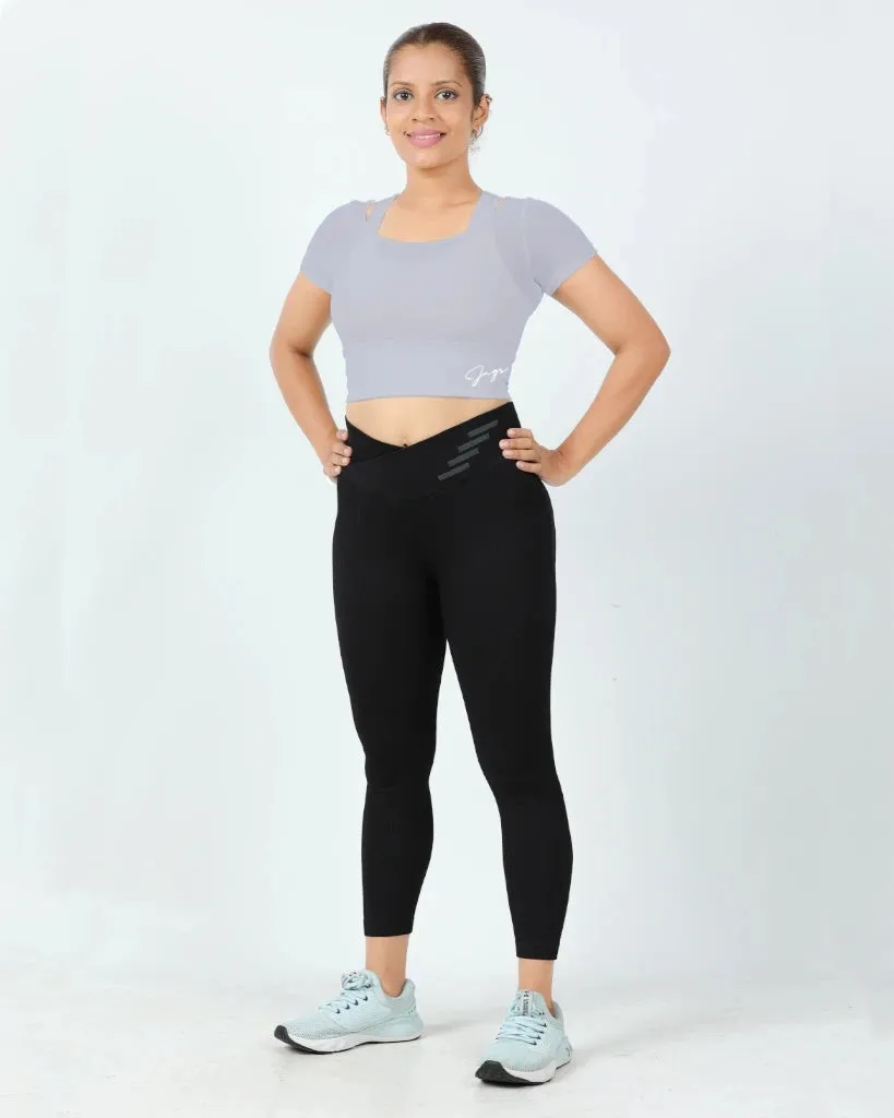 Chic Design HiddenZipperClosure FlexStyle Duo Bra & Crop Combo for Active Fashionistas