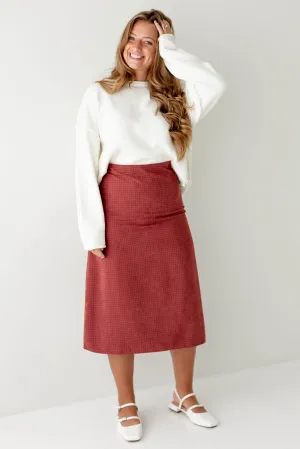 'Jerusha' Square Print Midi Slip Skirt soft fit Classic Mood