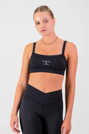 Core Sports Bra - Black elastic waistband