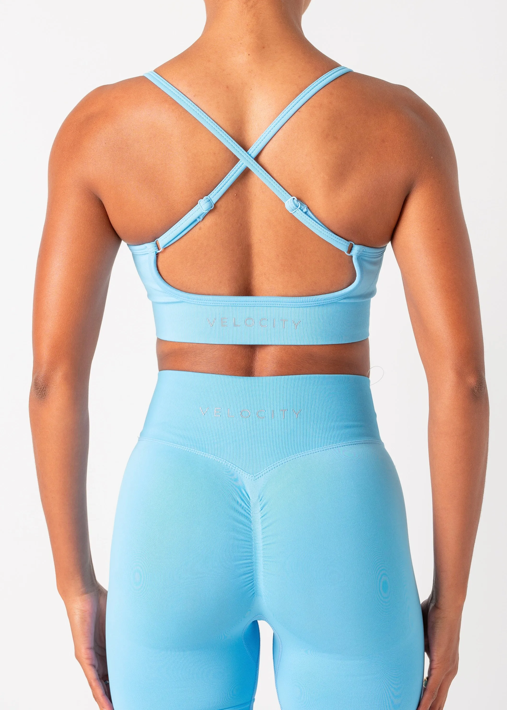 Spaghetti straps seams SUPPORT MINI BRA - BLUEBERRY