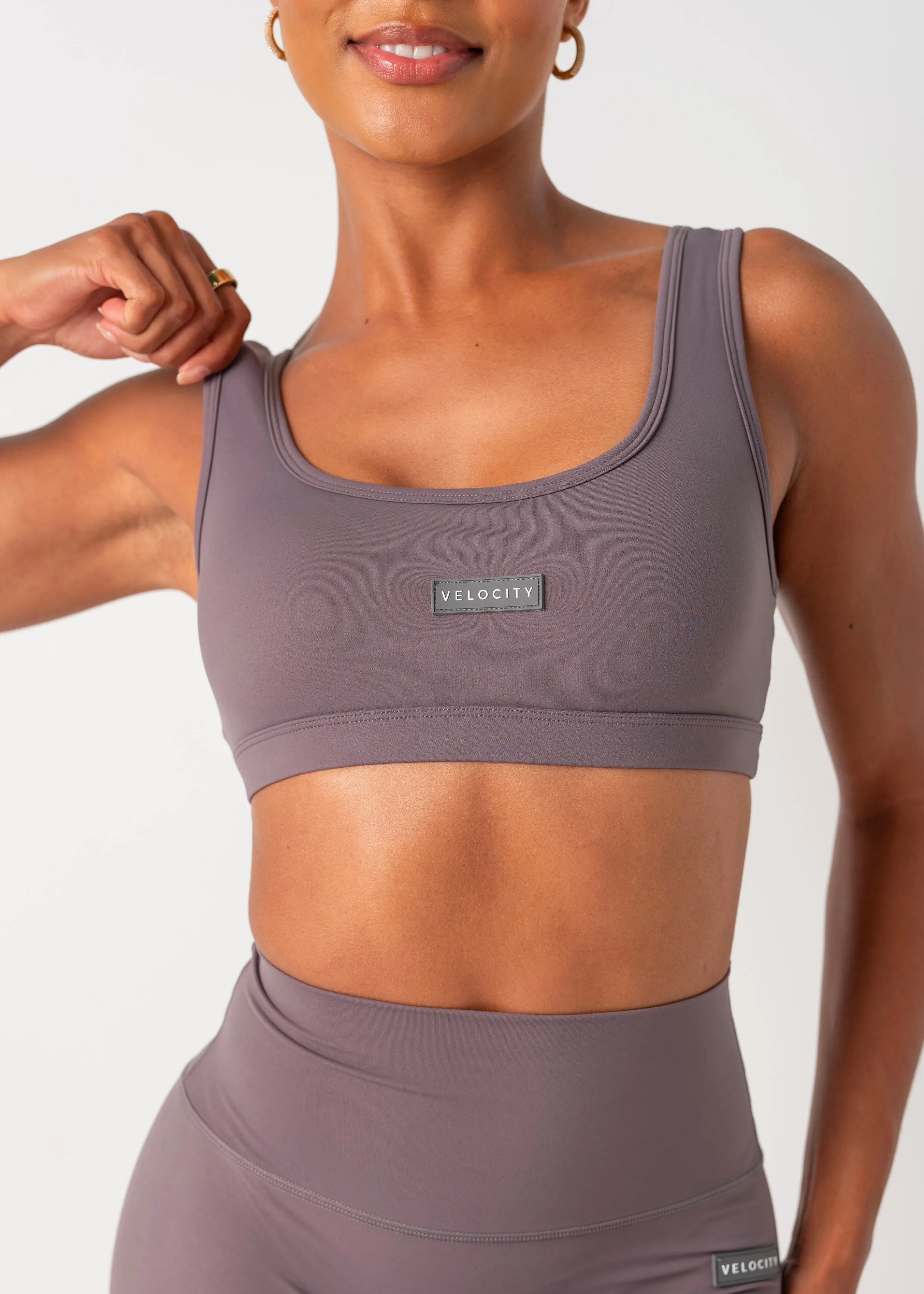 smooth material SS BASIC CROP - GRAPHITE