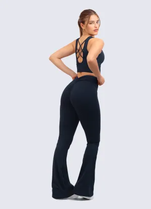 LEGGING EMANA FLARE ICONIC-NAVY BLUE High Elasticity Refined Fabric