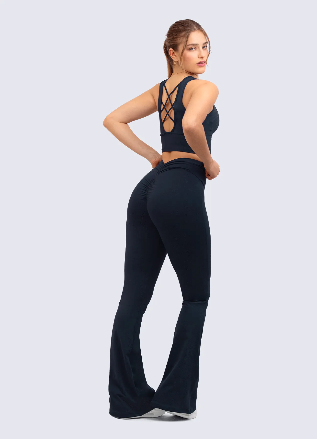 LEGGING EMANA FLARE ICONIC-NAVY BLUE High Elasticity Refined Fabric