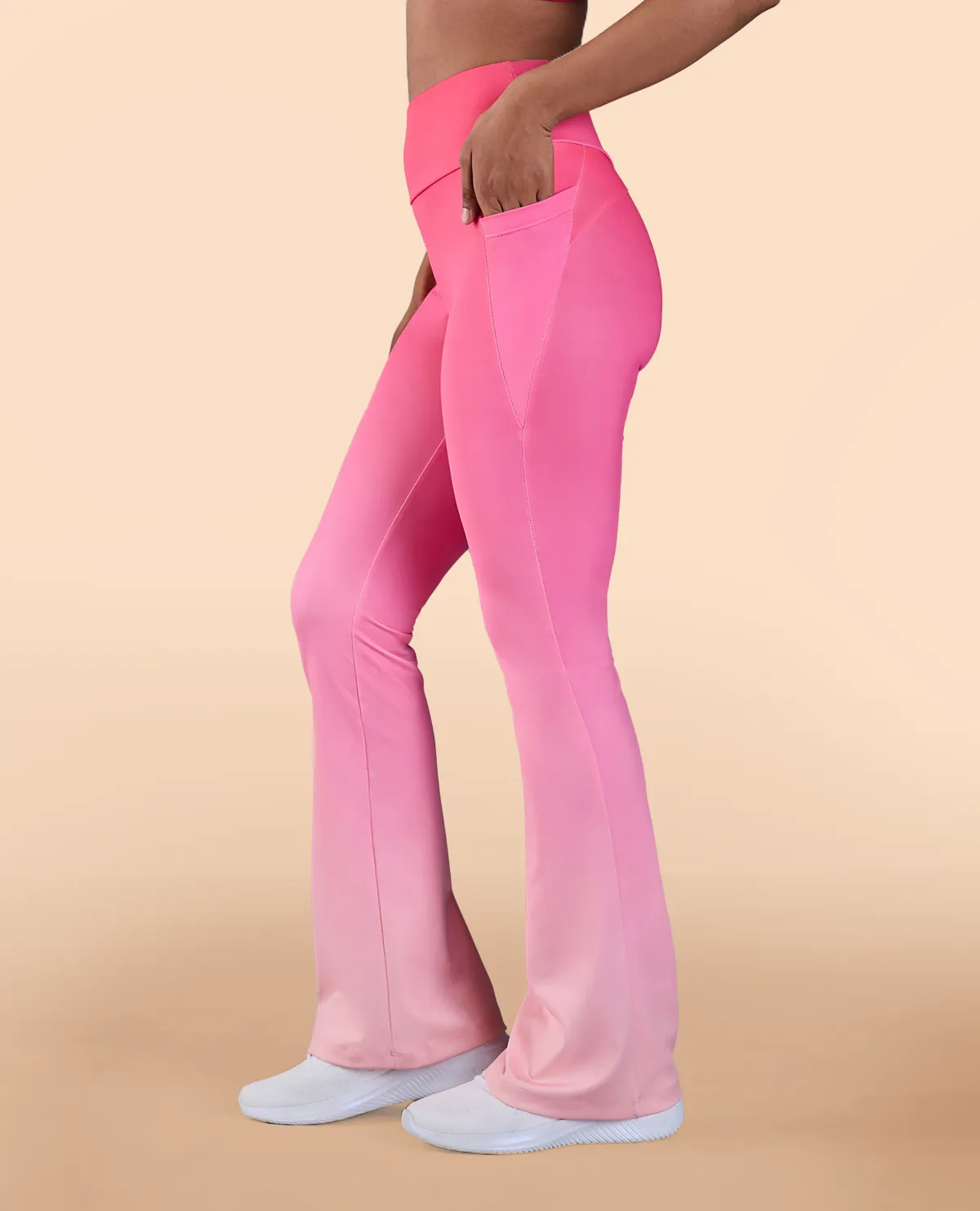 High-Rise Ombre Flare Pants in Second SKN Sporty Style SecureZipperClosures