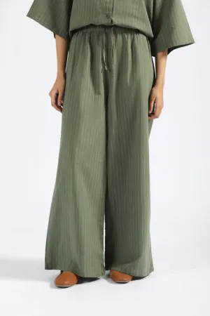 Cozy Layering PINSTRIPES WIDE LEG TROUSERS