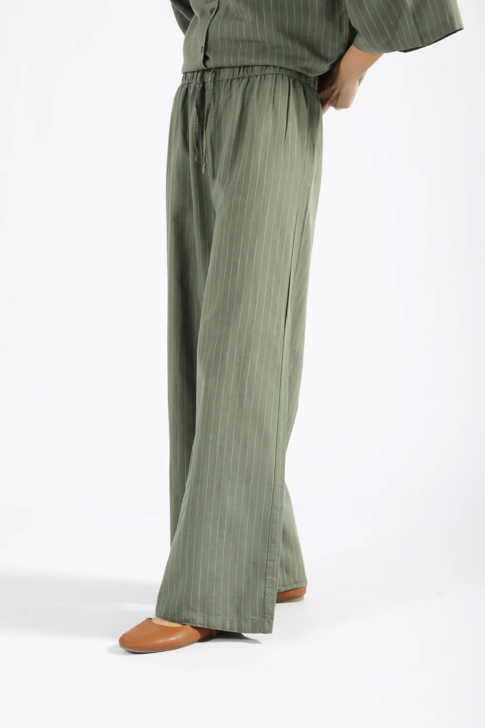 AbrasionGuardTape PINSTRIPES WIDE LEG TROUSERS