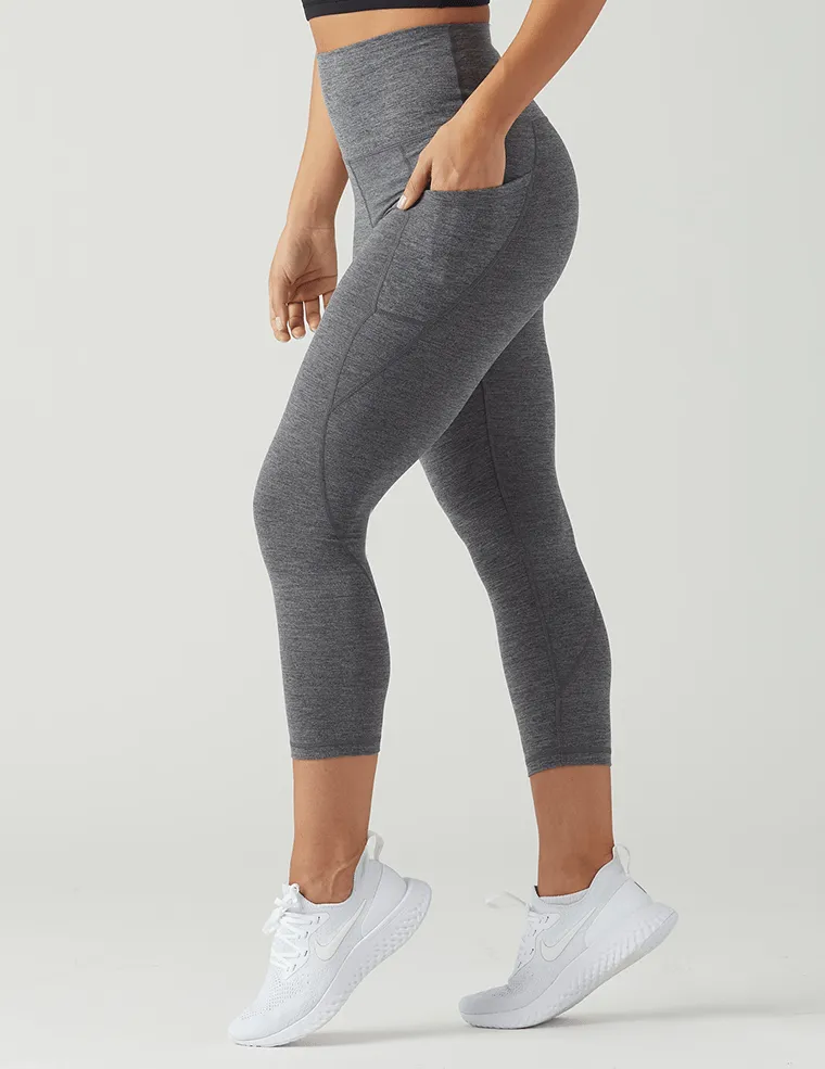 For Teens Soft Touch Comfort Flex Wear Glyder Top Notch 7/8 Leggings - Stone Heather
