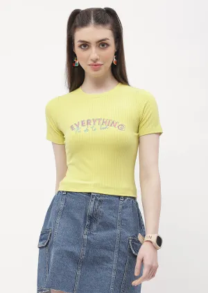 Madame Typography Lemon Yellow Crop T-Shirt Everyday Top