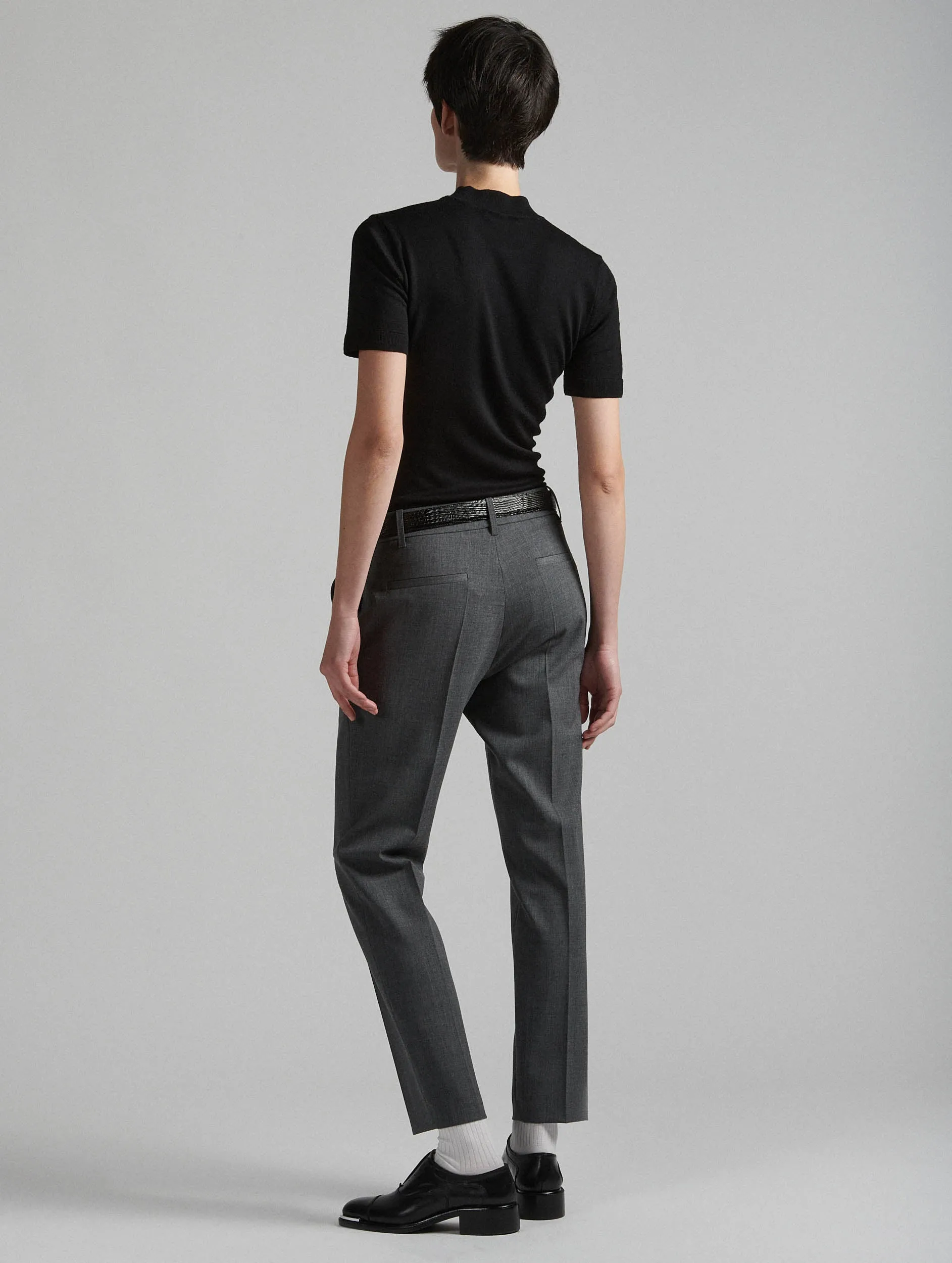 Grey stretch wool gabardine roxy trousers Seasonless wear