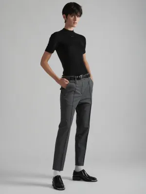 Grey stretch wool gabardine roxy trousers Chilly Day Wear